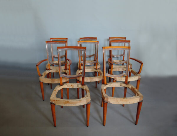 Set of 8 Fine French Art Deco Dining Chairs by Jules Leleu - Image 13