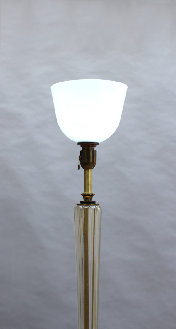 Fine French Art Deco Glass and Bronze Floor Lamp - Image 11