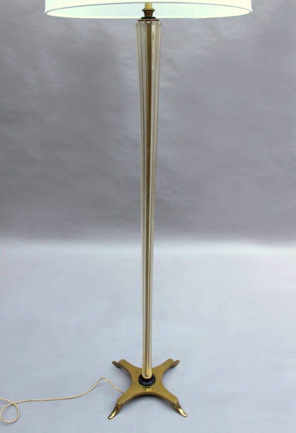 Fine French Art Deco Glass and Bronze Floor Lamp - Image 4