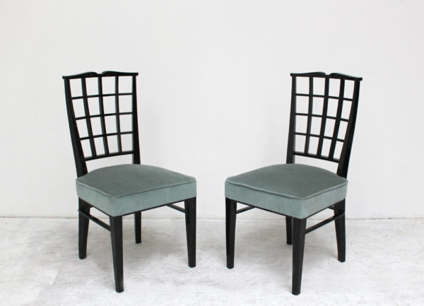 Set of 10 Fine French Art Deco Black Lacquered Chairs by Dominique - Image 3