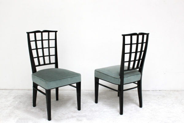 Set of 10 Fine French Art Deco Black Lacquered Chairs by Dominique - Image 4