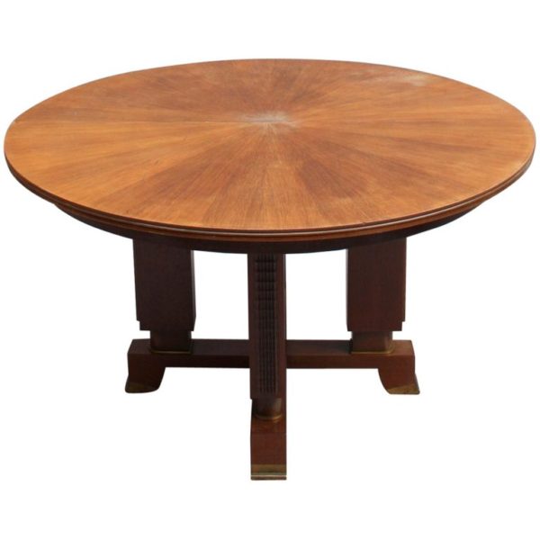 Fine French Art Deco Extendable Round Dining Table By Jules Leleu - Art Deco Round Dining Table And Chairs Fine French Art Deco Extendable Round Dining Table By Jules Leleu - Art Deco Round Dining Table And Chairs