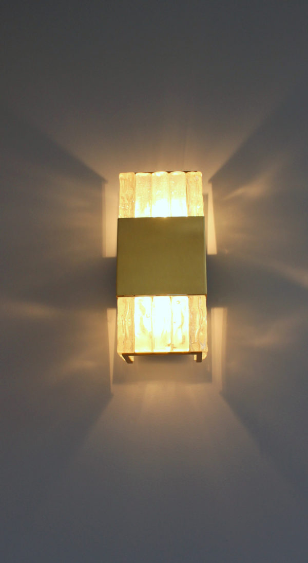 A Fine French Art Deco Bronze and Slabs Glass Sconce by Jean Perzel - Image 7