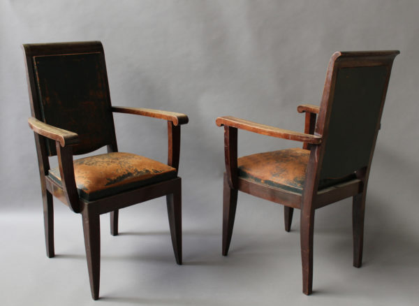 Set of 10 French Art Deco Mahogany Chairs by Gaston Poisson (8 Side and 2 Arm) - Image 6