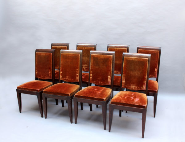 Set of 10 French Art Deco Mahogany Chairs by Gaston Poisson (8 Side and 2 Arm) - Image 2