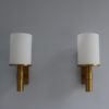 Pair of Fine French Art Deco Glass and Bronze Cylindrical Sconces by Perzel