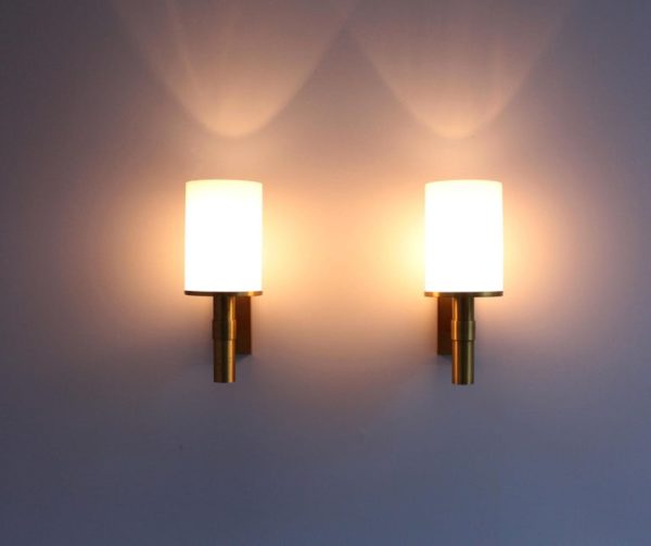 Pair of Fine French Art Deco Glass and Bronze Cylindrical Sconces by Perzel - Image 4