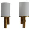 Pair of Fine French Art Deco Glass and Bronze Cylindrical Sconces by Perzel