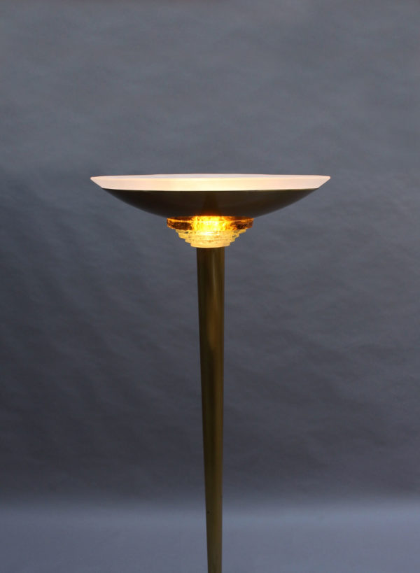 Fine French Art Deco Bronze and Glass Floor Lamp by Jean Perzel - Image 5