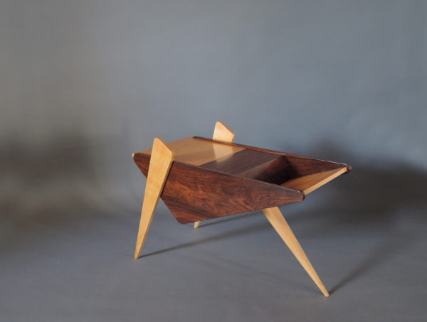 Fine French 1950s Rosewood and Sycamore Side Table / Magazine Rack - Image 2