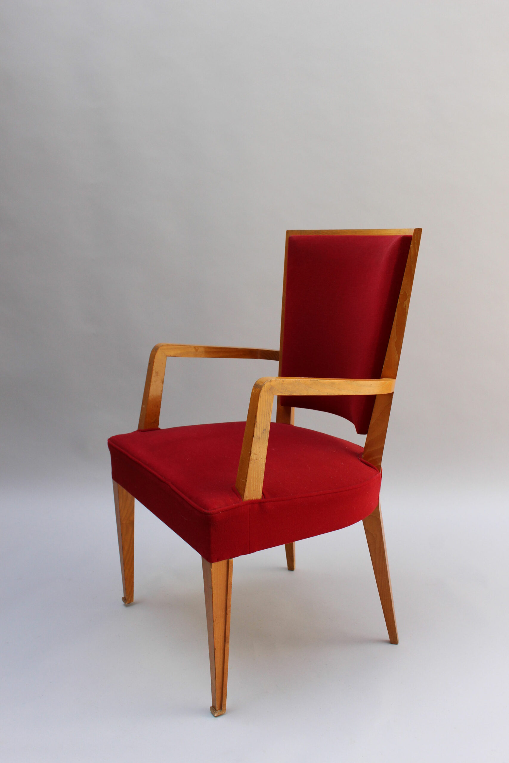 4 French Art Deco Beech Armchairs - Image 5