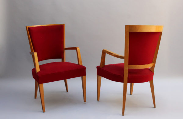 4 French Art Deco Beech Armchairs - Image 3