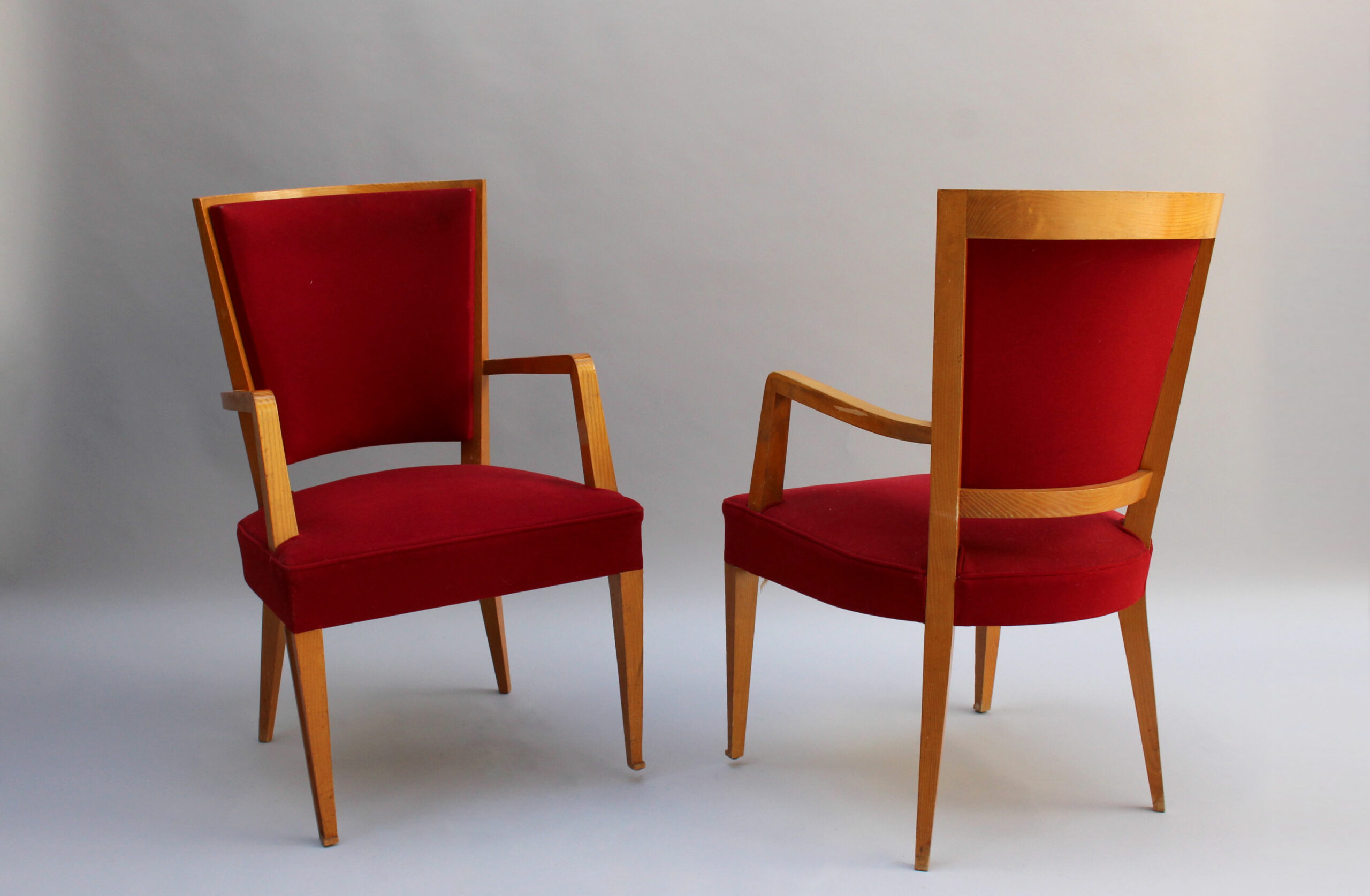 4 French Art Deco Beech Armchairs - Image 3