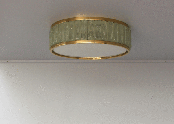 Fine French 1970s Brass and Glass "Queen's Necklace" Flush Mount by Jean Perzel - Image 6