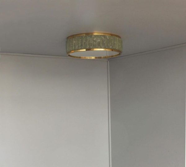 Fine French 1970s Brass and Glass "Queen's Necklace" Flush Mount by Jean Perzel - Image 5