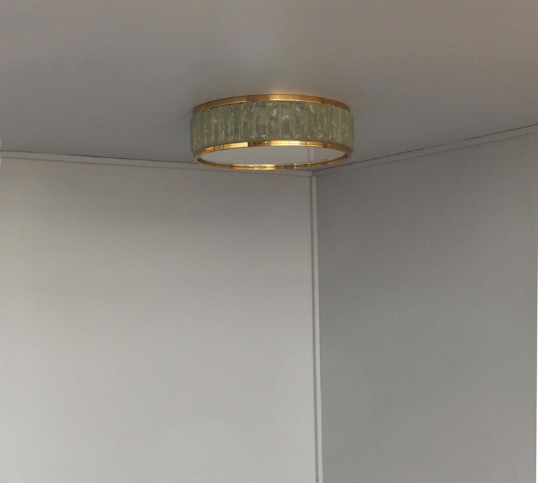 Fine French 1970s Brass and Glass "Queen's Necklace" Flush Mount by Jean Perzel - Image 5