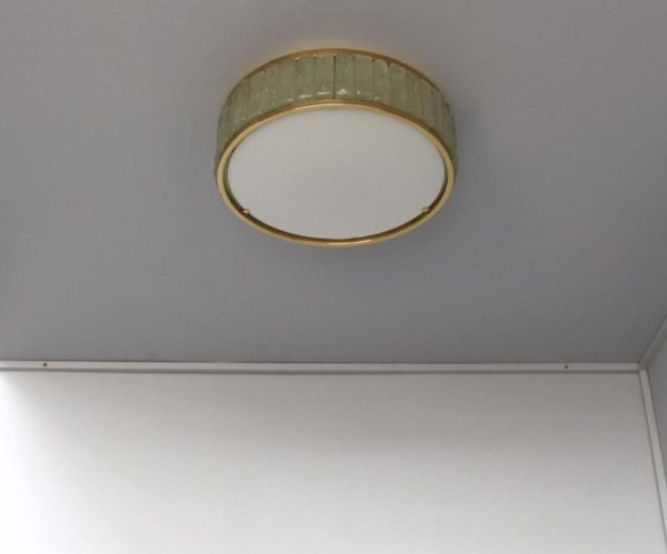 Fine French 1970s Brass and Glass "Queen's Necklace" Flush Mount by Jean Perzel - Image 8
