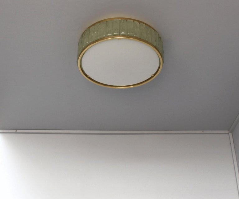 Fine French 1970s Brass and Glass "Queen's Necklace" Flush Mount by Jean Perzel - Image 8