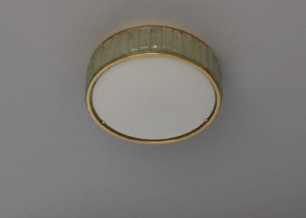 Fine French 1970s Brass and Glass "Queen's Necklace" Flush Mount by Jean Perzel - Image 9