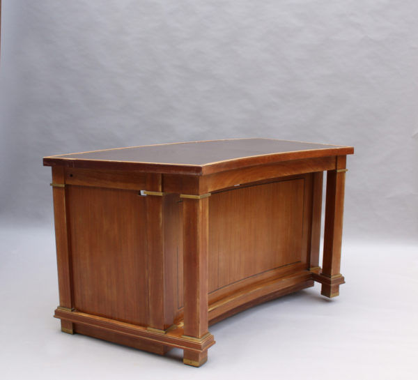 A Fine French 1950's Mahogany Curved Desk by Jacques Adnet (2 available) - Image 4