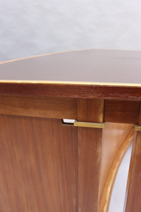 A Fine French 1950's Mahogany Curved Desk by Jacques Adnet (2 available) - Image 15