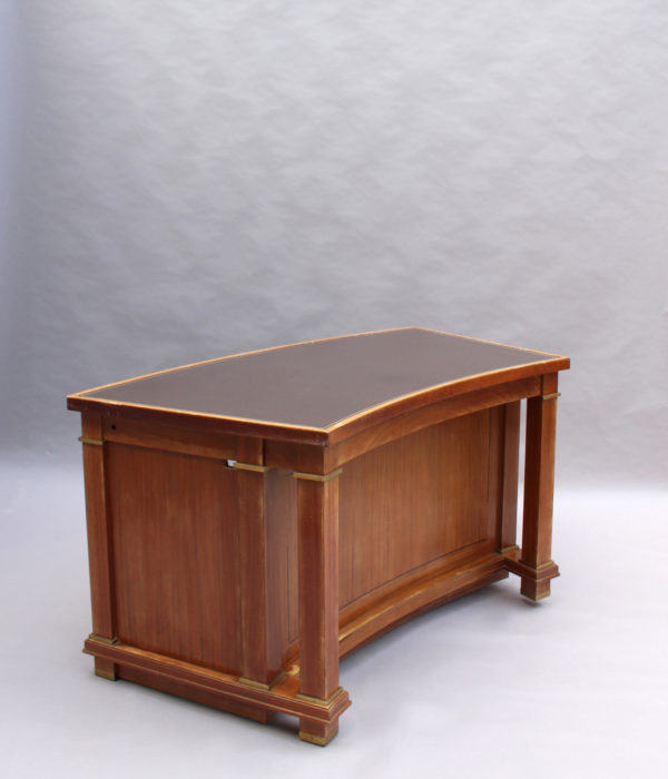 A Fine French 1950's Mahogany Curved Desk by Jacques Adnet (2 available) - Image 5