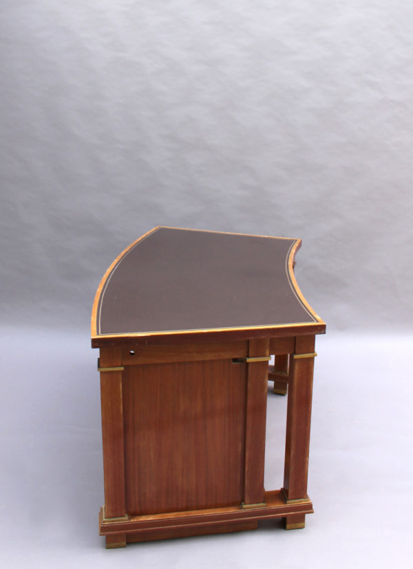 A Fine French 1950's Mahogany Curved Desk by Jacques Adnet (2 available) - Image 7