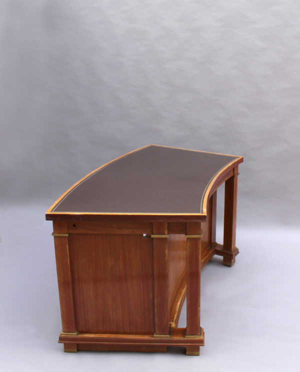 A Fine French 1950's Mahogany Curved Desk by Jacques Adnet (2 available) - Image 6