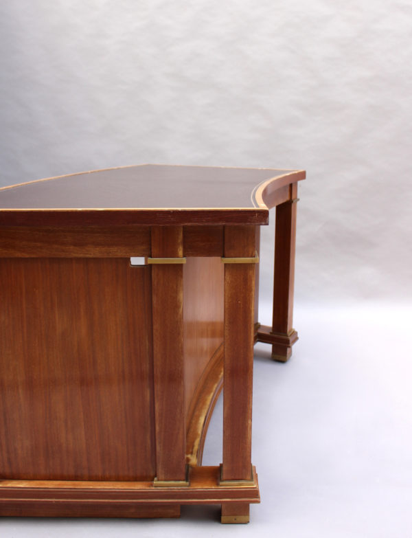 A Fine French 1950's Mahogany Curved Desk by Jacques Adnet (2 available) - Image 11