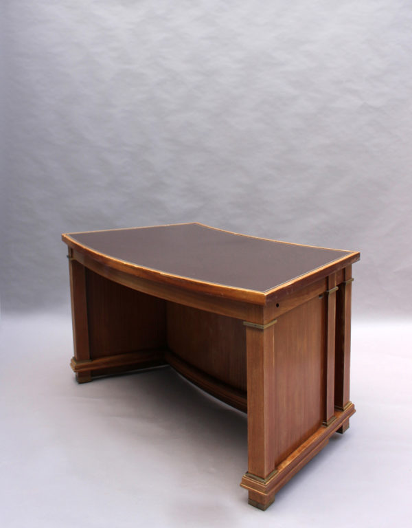 A Fine French 1950's Mahogany Curved Desk by Jacques Adnet (2 available) - Image 8