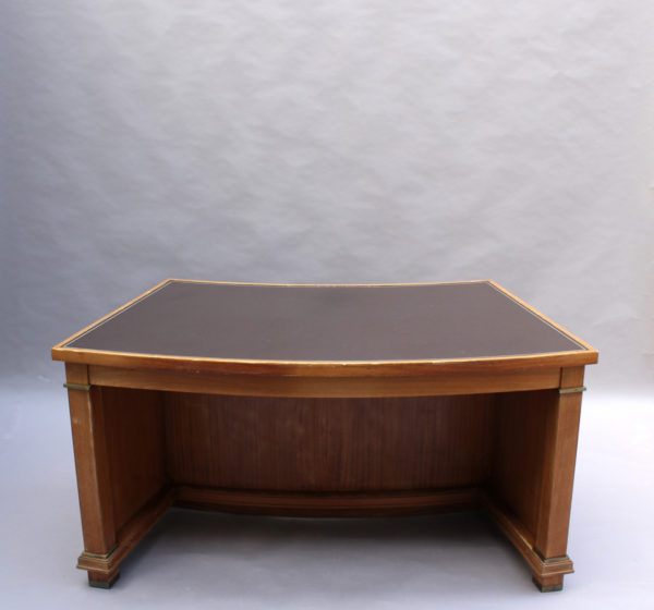 A Fine French 1950's Mahogany Curved Desk by Jacques Adnet (2 available) - Image 9