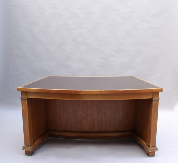 A Fine French 1950's Mahogany Curved Desk by Jacques Adnet (2 available) - Image 16