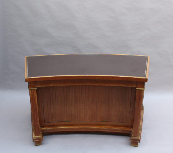 A Fine French 1950's Mahogany Curved Desk by Jacques Adnet (2 available) - Image 3