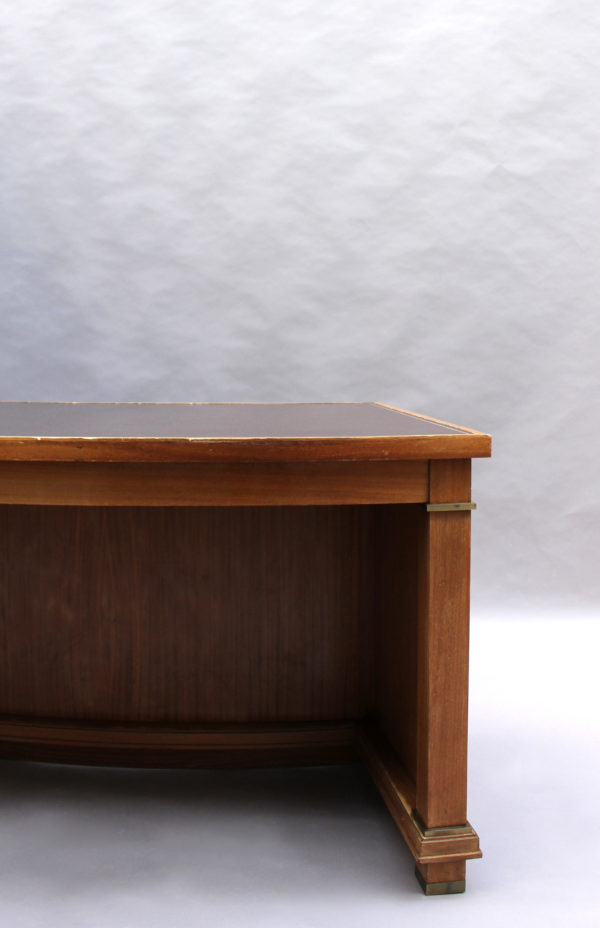 A Fine French 1950's Mahogany Curved Desk by Jacques Adnet (2 available) - Image 10