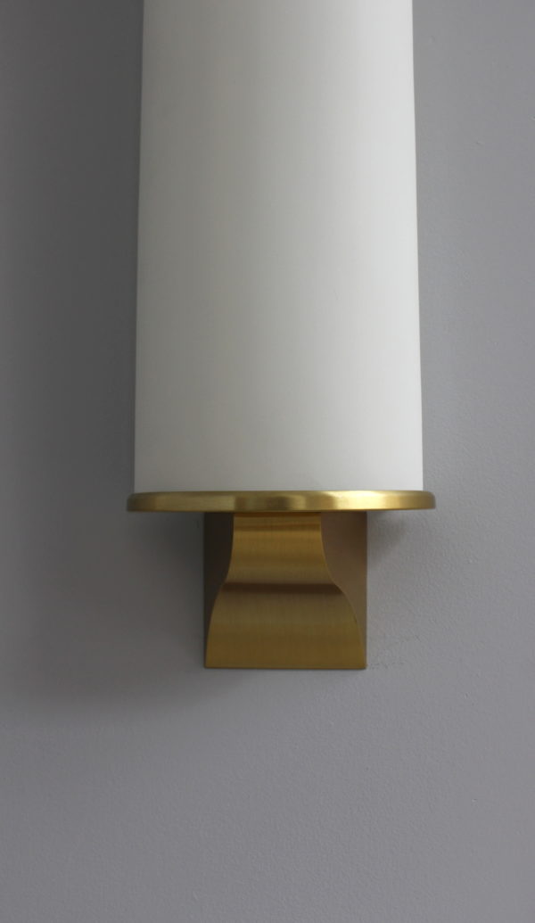 French Art Deco Semi Cylinder Glass and Bronze Sconce by Jean Perzel - Image 8