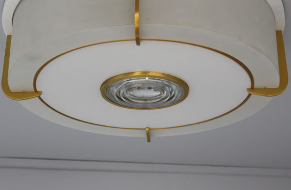 Rare Fine French Art Deco Glass and Bronze Round Flush Mount by Jean Perzel - Image 8