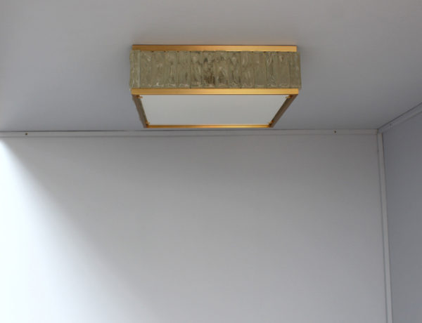 Fine 1950's Brass and Glass Square "Queen Necklace" Ceiling Light by Perzel - Image 3