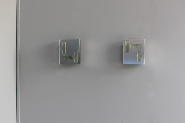 Pair of Fine French 1970's Nickel and Glass slab sconce by Perzel - Image 3