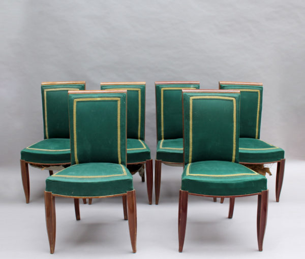 Set of 6 Fine French Art Deco Oak Dining Chairs - Image 2