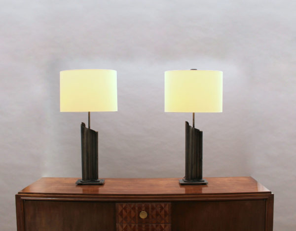 Pair of French 1970's Metal Table Lamps - Image 2