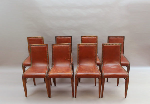 Set of 8 Fine French art Deco Dining Chairs by Albert Guenot for "Pomone" - Image 3