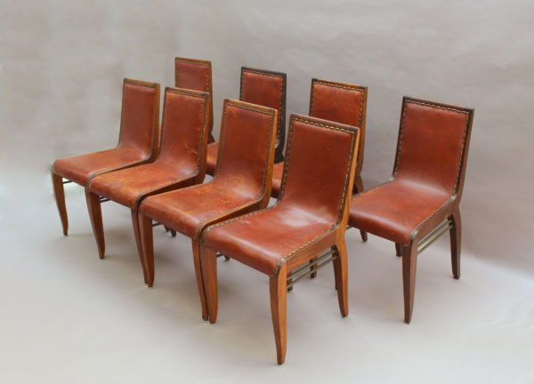 Set of 8 Fine French art Deco Dining Chairs by Albert Guenot for "Pomone" - Image 4