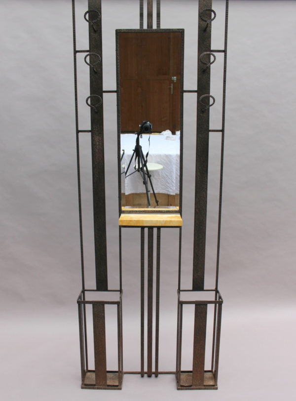 Fine French Art Deco Wrought Iron Coat Racks with an Umbrella and Hat Stand - Image 7