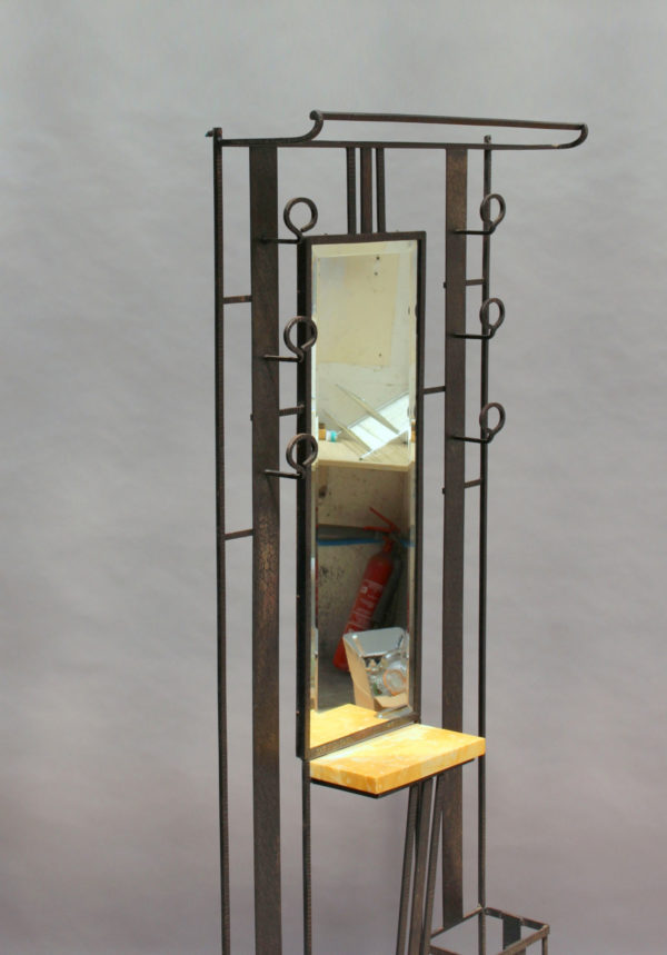 Fine French Art Deco Wrought Iron Coat Racks with an Umbrella and Hat Stand - Image 3