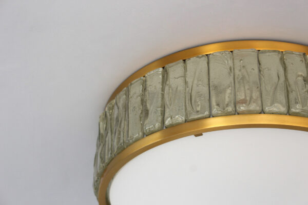 A Fine French 1970s Brass & Glass "Queens Necklace" Flush Mount by Jean Perzel - Image 8