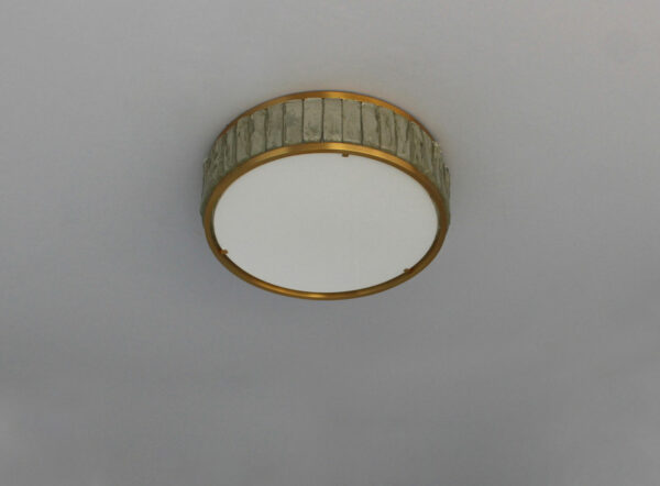 A Fine French 1970s Brass & Glass "Queens Necklace" Flush Mount by Jean Perzel - Image 2