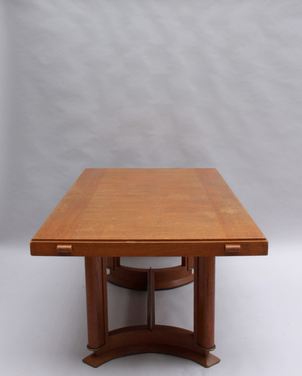 A fine French Art Deco Rectangular Oak Dining Table - Image 7