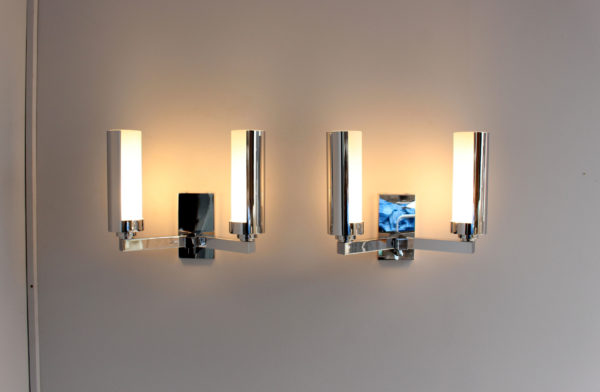 3 Fine French 1960s Chrome and Glass Sconces by Perzel - Image 6