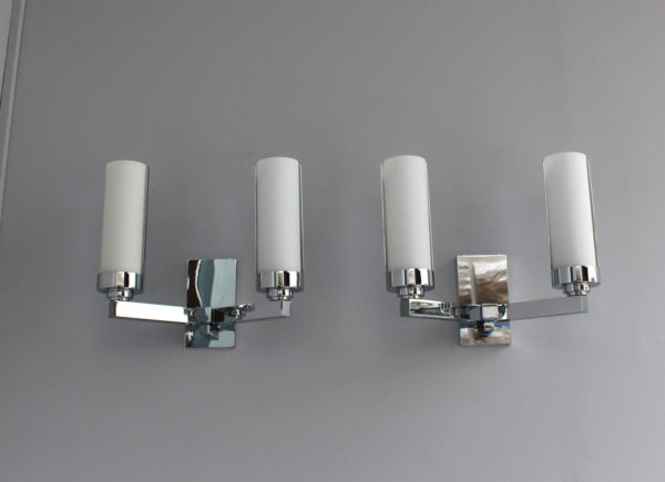 3 Fine French 1960s Chrome and Glass Sconces by Perzel - Image 8