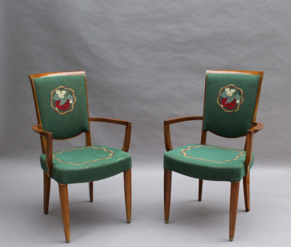 4 Fine French Art Deco Armchairs by Jules Leleu - Image 2